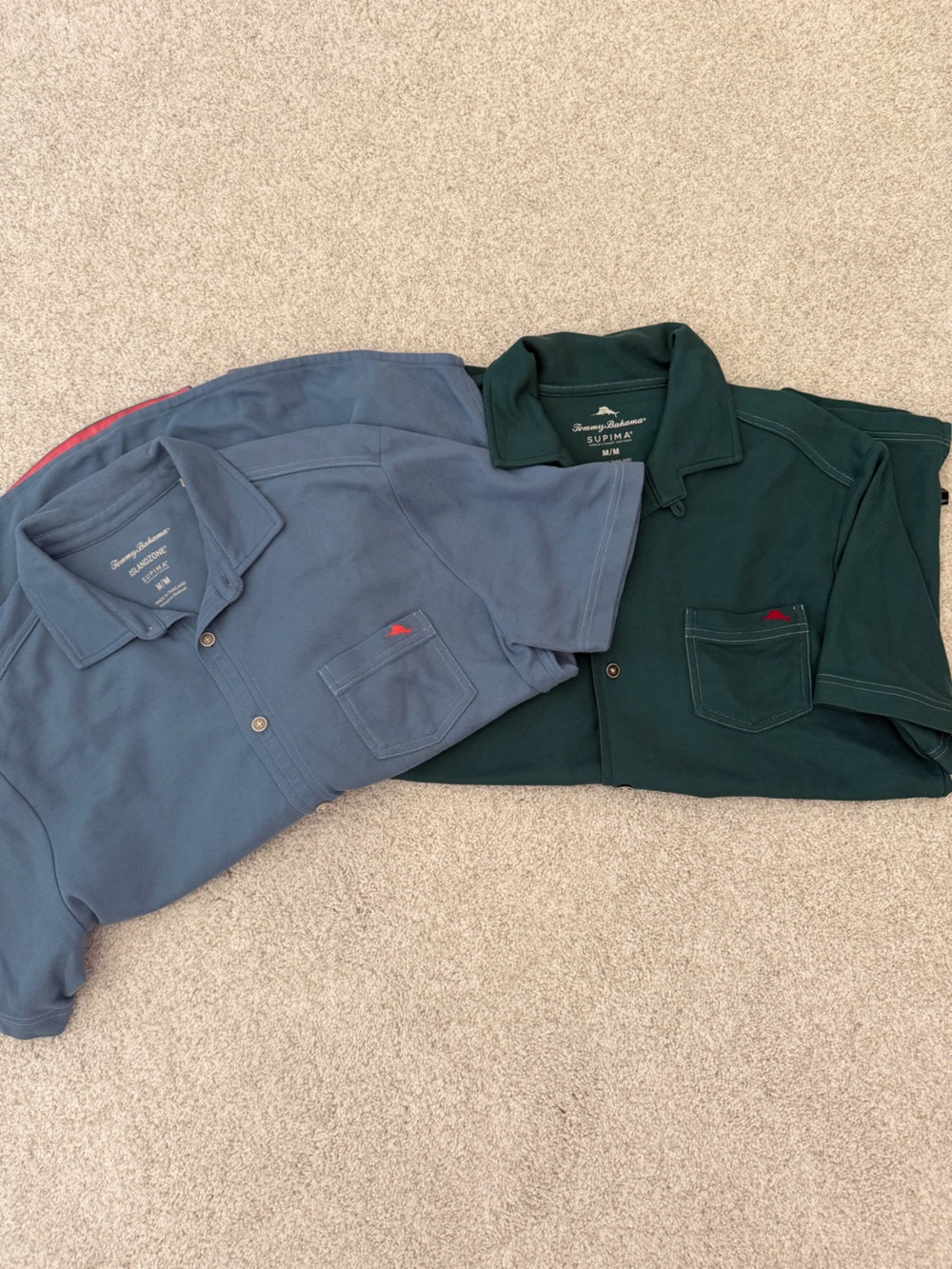 Tommy Bahama Short-Sleeve Polo Shirts in Slate Blue and Forest Green
